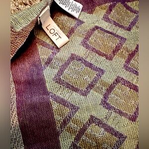 LOFT - Wrap/ Scarf in Metallic Purple & Gold Geometric Pattern 74x20”